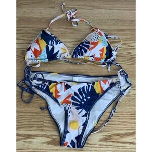 American Trends Womens String Tie 2 pc Halter Top Triangle Bikini Set Size L